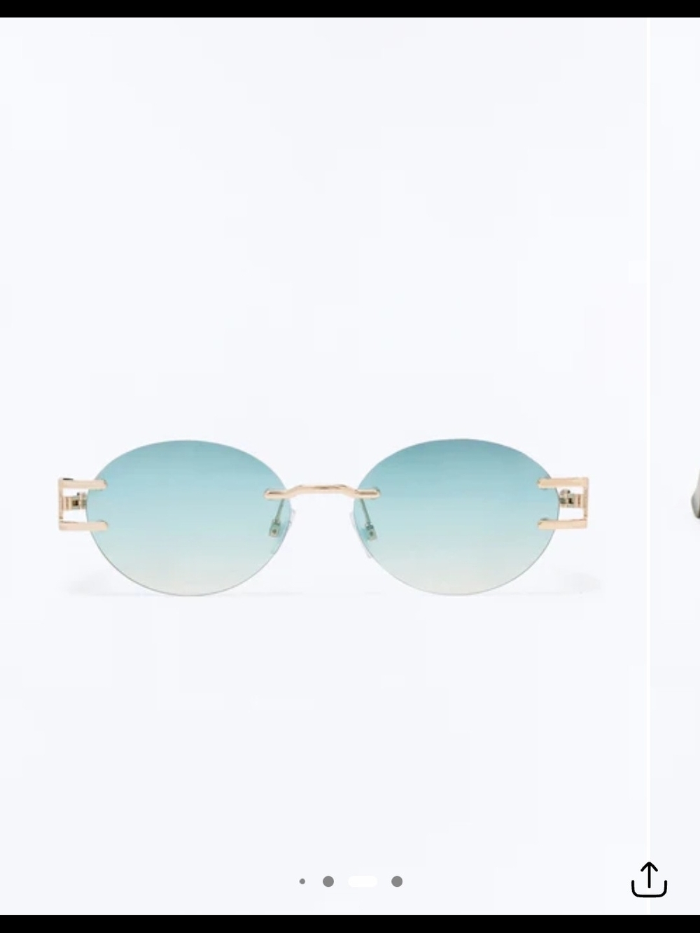 Rimless Round Gradient Blue Sunglasses - Gold Accents